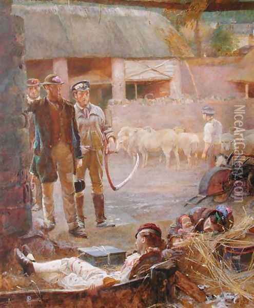Journeys End, or, The Strolling Players Oil Painting - George John Pinwell