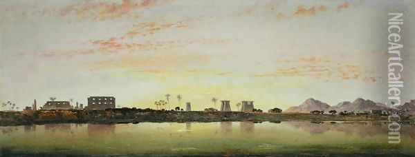 Pylons at Karnak, the Theban Mountains in the Distance Oil Painting - Edward William Cooke