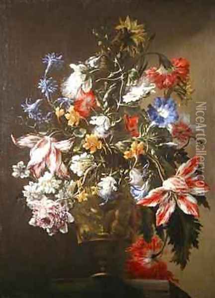 A Still Life of Flowers in a Vase Oil Painting - dei Fiori (Nuzzi) Mario