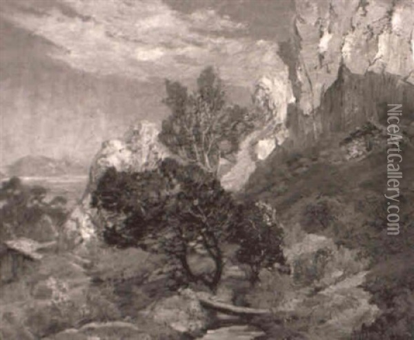 A Rock Of Ages (sierra Nevada) Oil Painting - Joseph Pierre Birren
