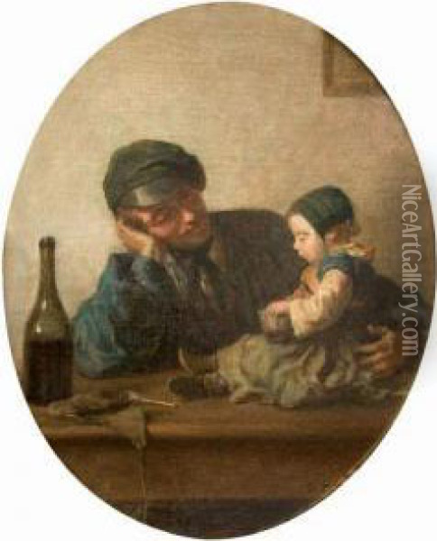  Le Pere Et Son Enfant, 1892  Oil Painting - Edouard Frere