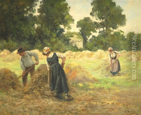 Fenaison En Bretagne Oil Painting - Eugene Labitte