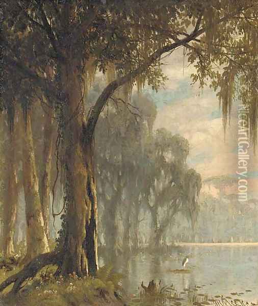 On the Bayou Oil Painting - Joseph Rusling Meeker