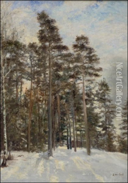 Talvimaisema Oil Painting - Julia de Cock-Stigzelius