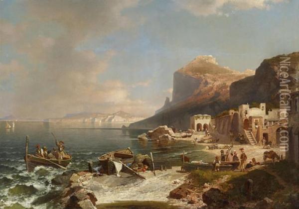 Capri Von Der Bucht Vonneapel Aus Oil Painting - Franz Richard Unterberger