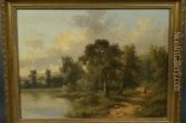 Lakeside Walk Oil Painting - Joseph Thors