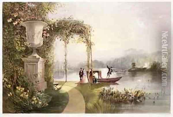 The Lake, Trentham Hall Gardens Oil Painting - E. Adveno Brooke