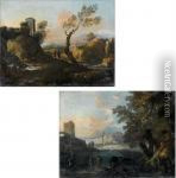 Paesaggio; E Marina Oil Painting - Alessio De Marchis