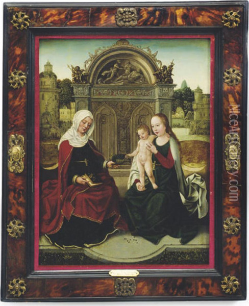Madonna And Child With Saint Anna Oil Painting - Hans Memling