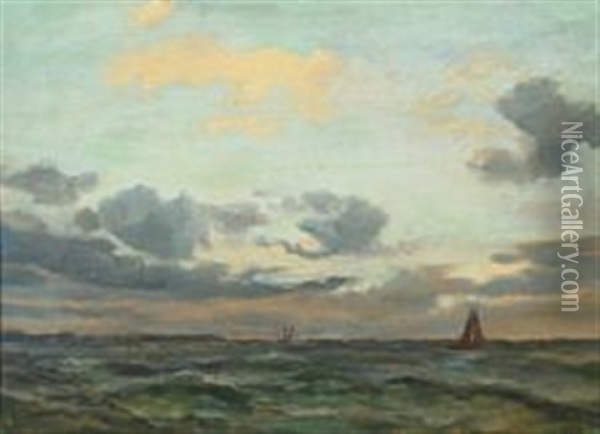 Ships At Sea Oil Painting - Carl Emil Baagoe