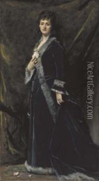 A Portrait Of Helena Modjeska Chlapowski Oil Painting - Carolus (Charles Auguste Emile) Duran
