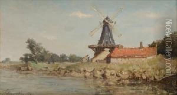 Moulin En Bord Deriviere Oil Painting - Henri Louis Permeke