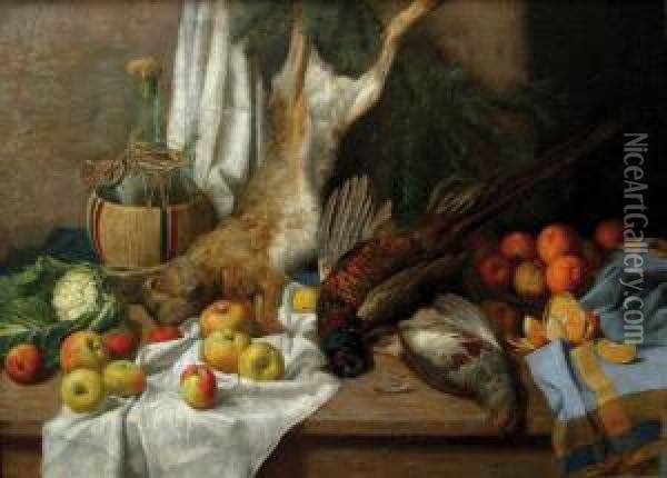 Still-life With Fruit And Game Oil Painting - Marcel Krasicky