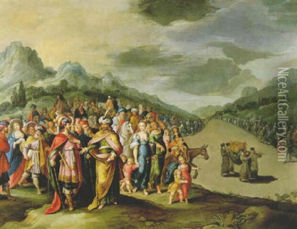 Los Israelitas Con El Arca De La Alianza Oil Painting - Hans Jordaens III