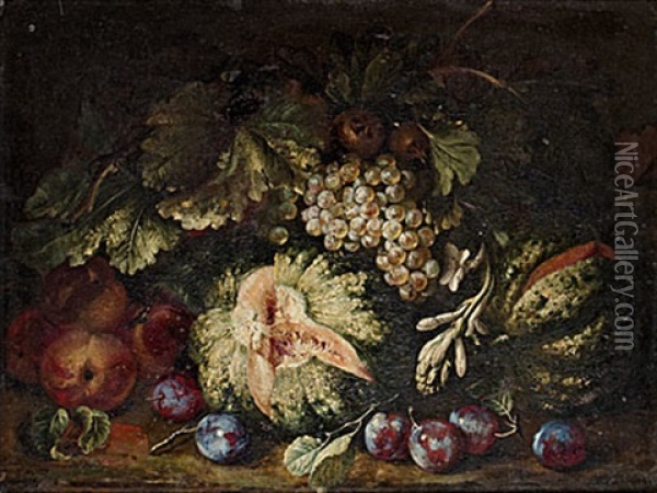 Stilleben Med Frukter Oil Painting - Giovanni Battista Ruoppolo