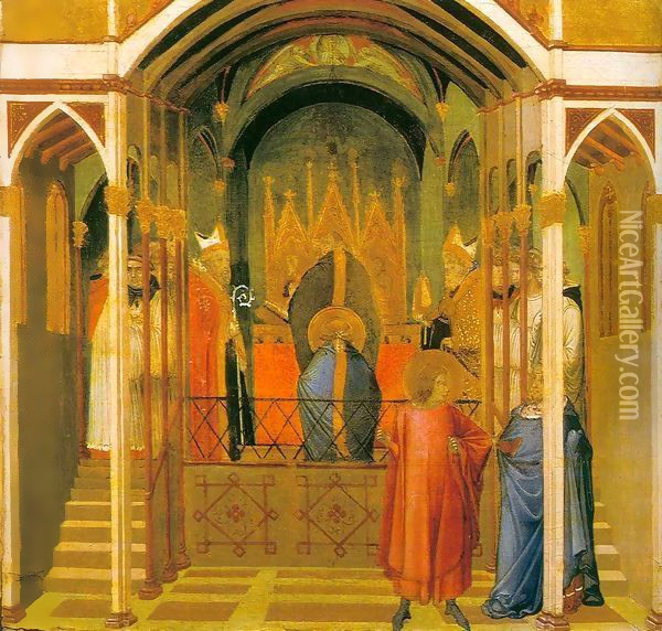 Consecration of Saint Nicolas Oil Painting - Ambrogio Lorenzetti