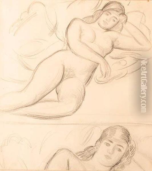 Reclining Female Nude Oil Painting - Mark Gertler