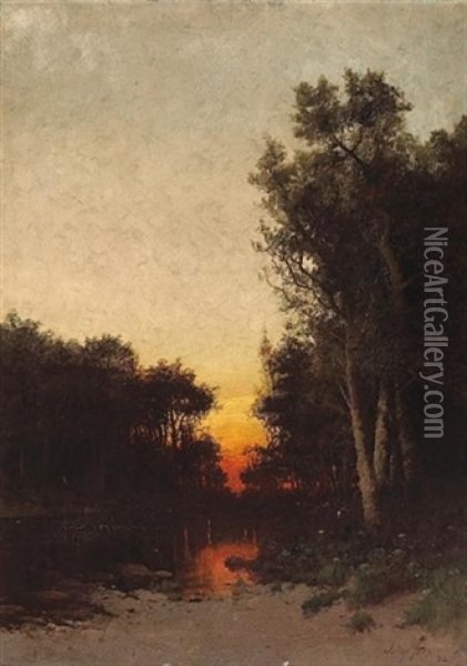 Sunset On A Quiet Creek Oil Painting - Julian Walbridge Rix