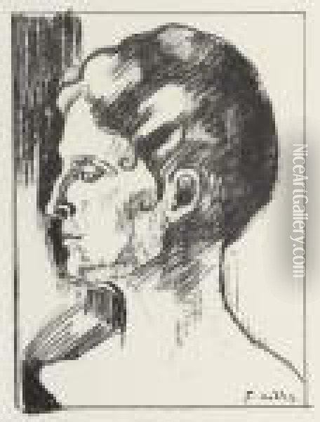 Berth Hodler Im Linksprofil, 
Figur Zur Heiligen Stunde, Valentine Gode-darel, Schreitendes Weib Oil Painting - Ferdinand Hodler