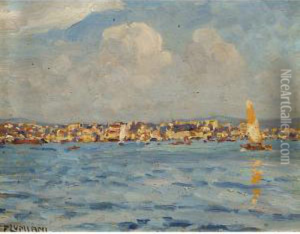 Trieste Vista Dal Mare Oil Painting - Ugo Flumiani