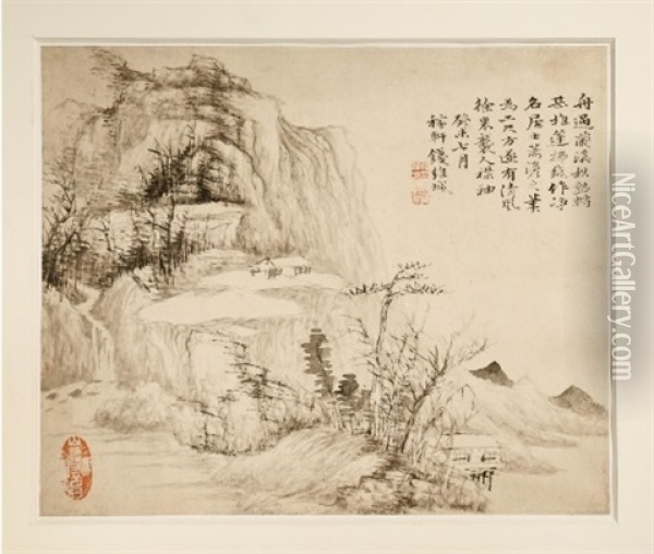 A Pair Of Chinese Paintings On Paper Oil Painting -  Qian Weicheng