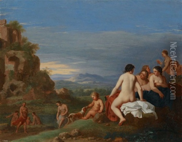 Nymphen Beim Bad Oil Painting - Cornelis Van Poelenburgh