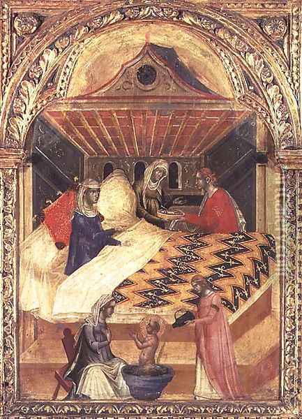 The Birth of St. Nicholas, c.1345 Oil Painting - Paolo Veneziano