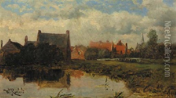 The Outskirts Of A Village Oil Painting - Willem Roelofs