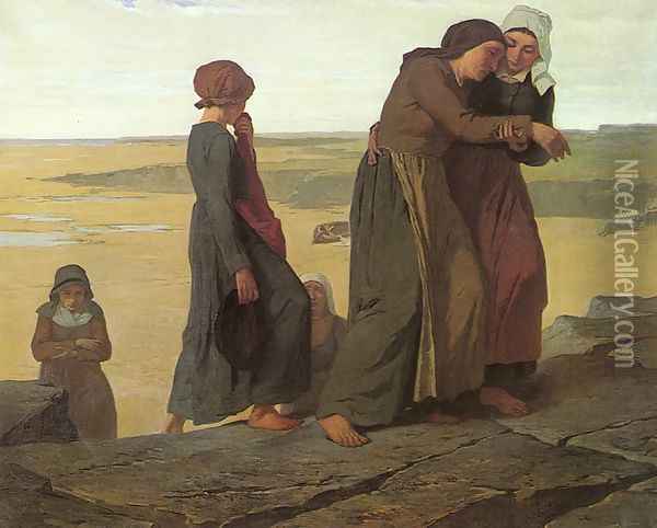 The Widow (The Fisherman's Family) 1865 Oil Painting - Evariste Vital Luminais