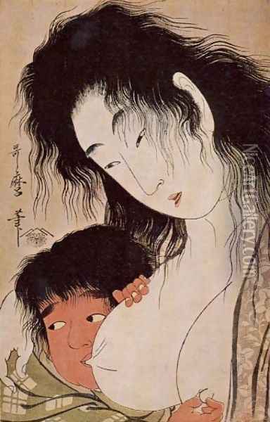 Yama-Uba and Kintaro Oil Painting - Kitagawa Utamaro