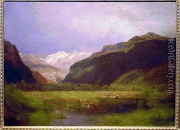Hasli Thal In Berner Oberland (switzerland) Oil Painting - Herman Herzog