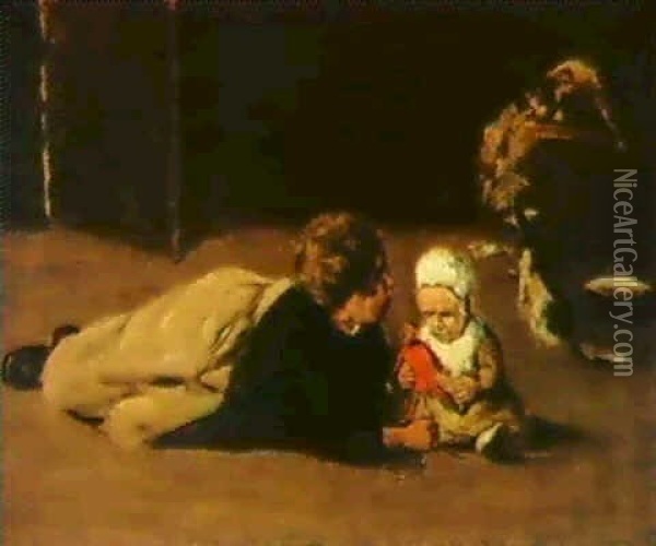 Spielende Kinder (die Geschwister) Oil Painting - Max Liebermann