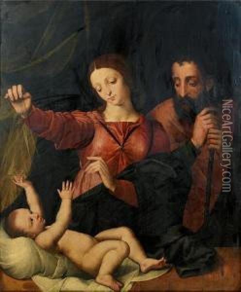 The Holy Family Oil Painting - Michiel Coxie