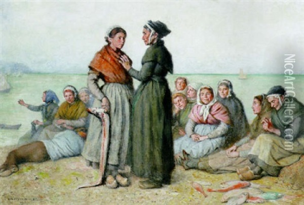 The Fishermen`s Wives Oil Painting - Jacques Eugene Feyen