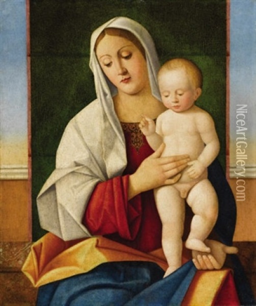 Madonna And Child Oil Painting - Pier Francesco Bissolo