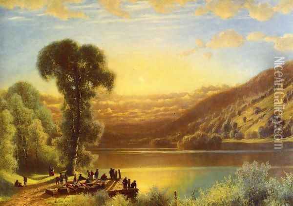 Sunset in The Androsgoccin Valley, Maine Oil Painting - James Fairman