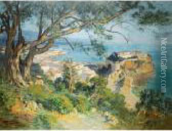 The Rock Of Monaco Oil Painting - Frederick Arthur Bridgman
