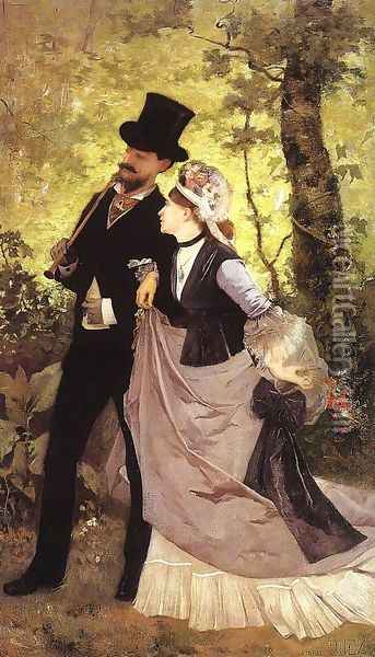 Honeymoon 1873 Oil Painting - Ernest Ange Duez