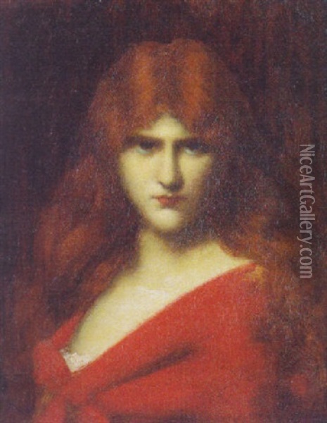 An Auburn Beauty Oil Painting - Jean Jacques Henner