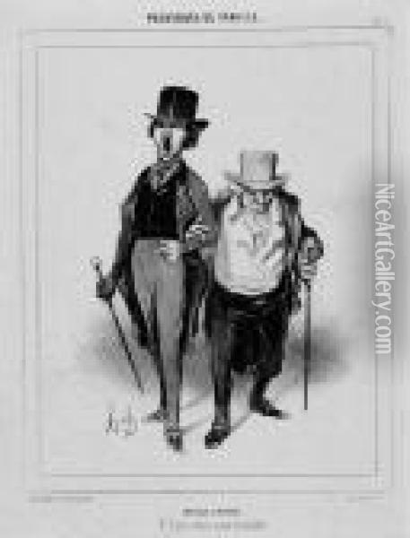 Proverbes De Famille Oil Painting - Honore Daumier