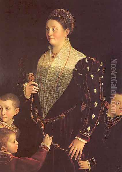 Portrait of the Countess of Sansecondo and Three Children 1533-35 Oil Painting - Girolamo Francesco Maria Mazzola (Parmigianino)