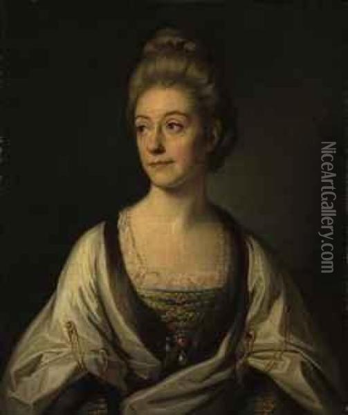 Portrait Of The Duchess Of Sutherland, Half-length Oil Painting - Sir Nathaniel Dance-Holland