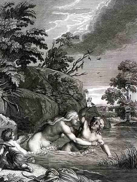 Salmacis and Hemaphroditus United in One Body, 1731 Oil Painting - Bernard Picart
