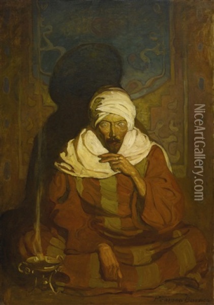 A Hindu Mystic (seated Arab) Oil Painting - N.C. Wyeth