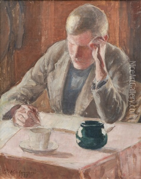Writing Man Oil Painting - Pekka Halonen