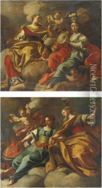 Allegoria Di Giustizia E Prudenza Oil Painting - Francesco Solimena