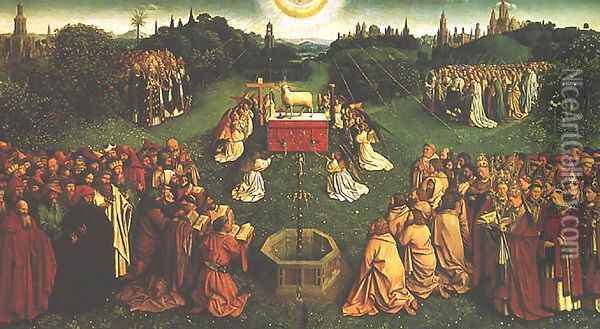 Adoration of the Mystic Lamb (The Ghent Altarpiece) Oil Painting - Jan Van Eyck