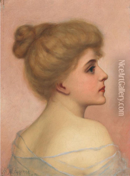 Profile Of A Lady Oil Painting - Herman Hyneman