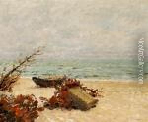A Rowing Boat On The Beach Oil Painting - Julius Paulsen