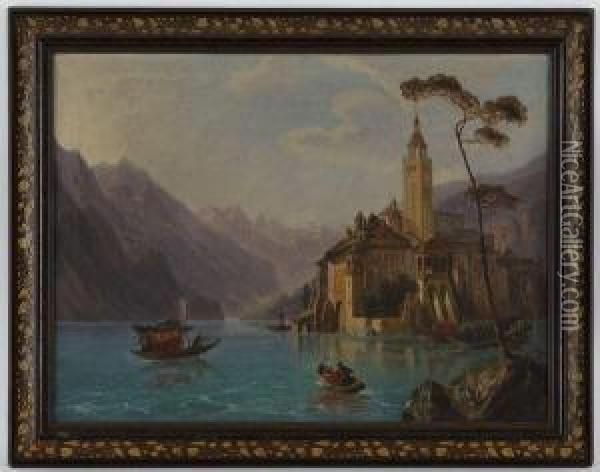 Chateau Sur Le Lac De Come Oil Painting - Ulrich Weidmann